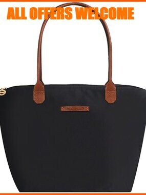 Waterproof Nylon Tote Bag with Zipper Lightweight Designer Handbag